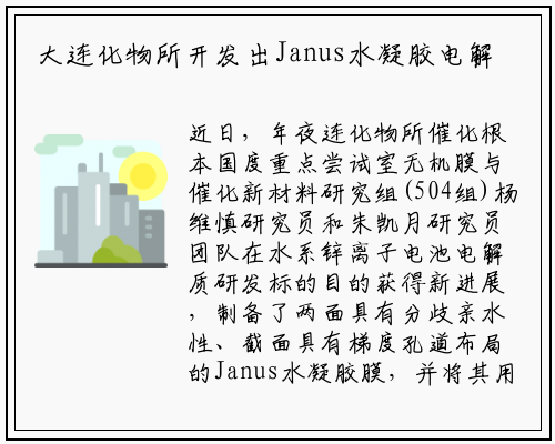 大连化物所开发出Janus水凝胶电解质膜用于高性能锌离子电池_ng南宫官网